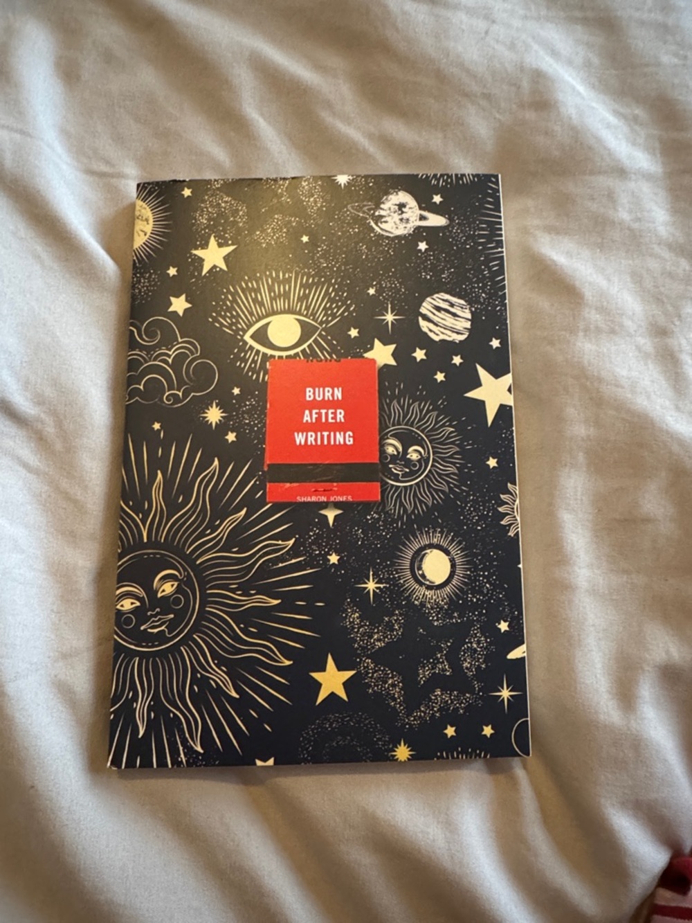 Burn After Writing Journal - Black with Gold Celestial Design